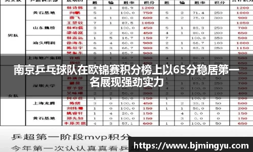南京乒乓球队在欧锦赛积分榜上以65分稳居第一名展现强劲实力